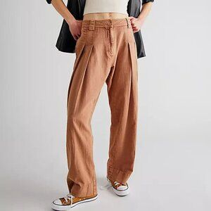 Free People FP One Chance Trousers Hook Eye Cork Pants New S